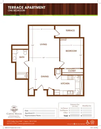 Floorplan of Capital Manor, Assisted Living, Nursing Home, Independent Living, CCRC, Salem, OR 15