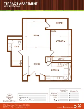 Floorplan of Capital Manor, Assisted Living, Nursing Home, Independent Living, CCRC, Salem, OR 7