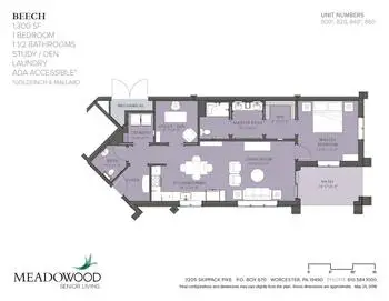 Floorplan of Meadowood, Assisted Living, Nursing Home, Independent Living, CCRC, Worcester, PA 2