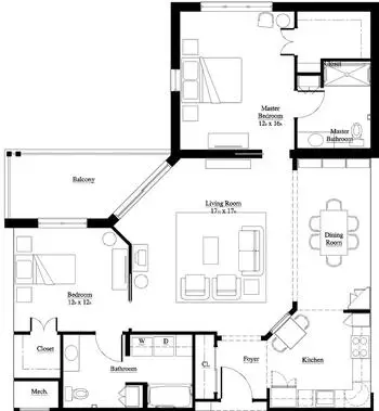Floorplan of Pennswood Village, Assisted Living, Nursing Home, Independent Living, CCRC, Newtown, PA 19
