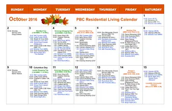 Activity Calendar of Peter Becker Community, Assisted Living, Nursing Home, Independent Living, CCRC, Harleysville, PA 1
