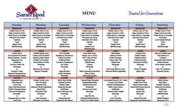 Dining menu of Sarah Reed, Assisted Living, Nursing Home, Independent Living, CCRC, Erie, PA 1