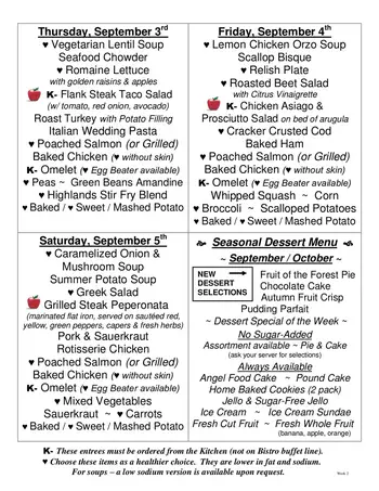 Dining menu of Springfield Senior Living, Assisted Living, Nursing Home, Independent Living, CCRC, Wyndmoor, PA 3