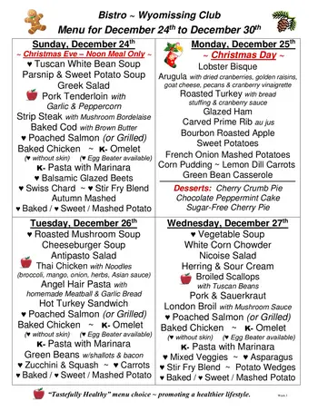 Dining menu of Springfield Senior Living, Assisted Living, Nursing Home, Independent Living, CCRC, Wyndmoor, PA 7