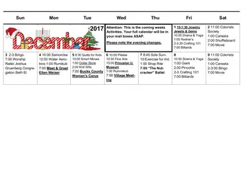 Activity Calendar of Attleboro Community, Assisted Living, Nursing Home, Independent Living, CCRC, Langhorne, PA 12