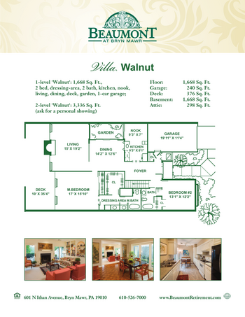 Floorplan of Beaumont Retirement, Assisted Living, Nursing Home, Independent Living, CCRC, Bryn Mawr, PA 13