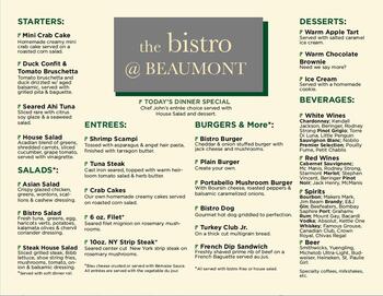 Dining menu of Beaumont Retirement, Assisted Living, Nursing Home, Independent Living, CCRC, Bryn Mawr, PA 2