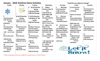 Activity Calendar of Windber Woods, Assisted Living, Nursing Home, Independent Living, CCRC, Windber, PA 1
