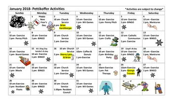 Activity Calendar of Windber Woods, Assisted Living, Nursing Home, Independent Living, CCRC, Windber, PA 3