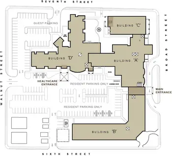 Campus Map of Elm Terrace Gardens, Assisted Living, Nursing Home, Independent Living, CCRC, Lansdale, PA 1