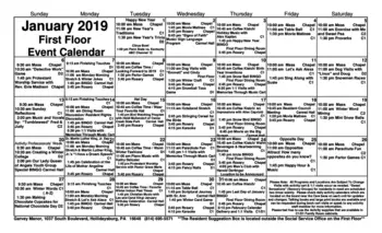 Activity Calendar of Garvey Manor, Assisted Living, Nursing Home, Independent Living, CCRC, Hollidaysburg, PA 1