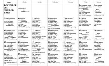 Activity Calendar of Kinkora Pythian Home, Assisted Living, Nursing Home, Independent Living, CCRC, Duncannon, PA 1