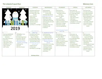 Activity Calendar of The Leland of Laurel Run, Assisted Living, Nursing Home, Independent Living, CCRC, Waynesboro , PA 1