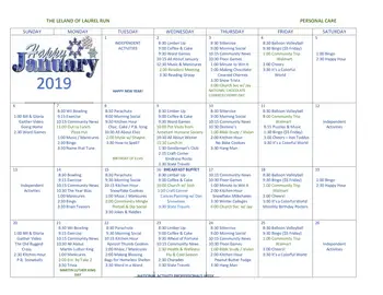 Activity Calendar of The Leland of Laurel Run, Assisted Living, Nursing Home, Independent Living, CCRC, Waynesboro , PA 4