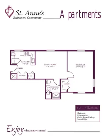 Floorplan of St. Annes Retirement Community, Assisted Living, Nursing Home, Independent Living, CCRC, Columbia, PA 16