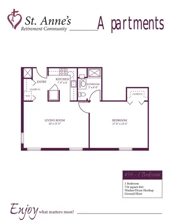 Floorplan of St. Annes Retirement Community, Assisted Living, Nursing Home, Independent Living, CCRC, Columbia, PA 17