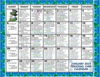 Activity Calendar of St. Annes Retirement Community, Assisted Living, Nursing Home, Independent Living, CCRC, Columbia, PA 2