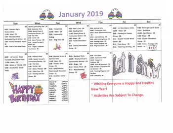 Activity Calendar of St. Marys Villa, Assisted Living, Nursing Home, Independent Living, CCRC, Elmhurst Township, PA 6