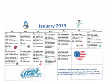 Activity Calendar of St. Marys Villa, Assisted Living, Nursing Home, Independent Living, CCRC, Elmhurst Township, PA 8