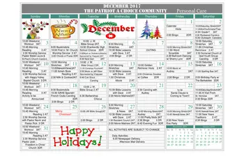 Activity Calendar of The Patriot Community, Assisted Living, Nursing Home, Independent Living, CCRC, Somerset, PA 2