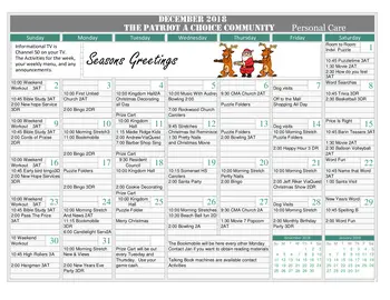 Activity Calendar of The Patriot Community, Assisted Living, Nursing Home, Independent Living, CCRC, Somerset, PA 3