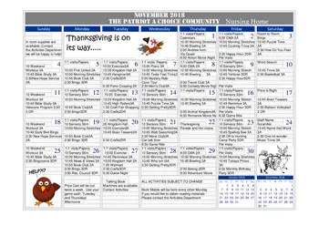 Activity Calendar of The Patriot Community, Assisted Living, Nursing Home, Independent Living, CCRC, Somerset, PA 6