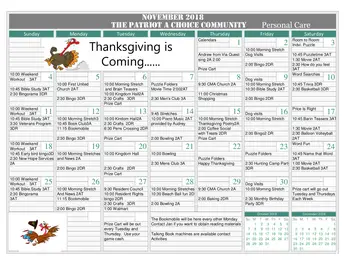 Activity Calendar of The Patriot Community, Assisted Living, Nursing Home, Independent Living, CCRC, Somerset, PA 8