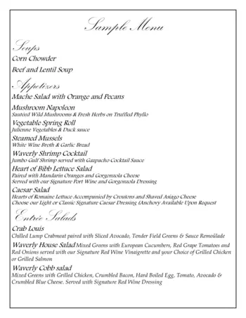 Dining menu of Waverly Heights, Assisted Living, Nursing Home, Independent Living, CCRC, Gladwyne, PA 1
