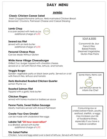 Dining menu of White Horse Village, Assisted Living, Nursing Home, Independent Living, CCRC, Newtown Square, PA 2
