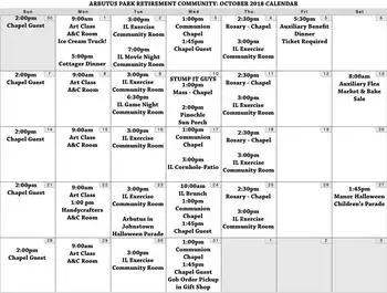 Activity Calendar of Arbutus Park Retirement Community, Assisted Living, Nursing Home, Independent Living, CCRC, Johnstown, PA 6