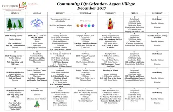 Activity Calendar of Frederick Living, Assisted Living, Nursing Home, Independent Living, CCRC, Frederick, PA 1