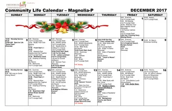 Activity Calendar of Frederick Living, Assisted Living, Nursing Home, Independent Living, CCRC, Frederick, PA 3