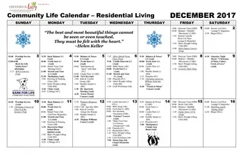 Activity Calendar of Frederick Living, Assisted Living, Nursing Home, Independent Living, CCRC, Frederick, PA 4