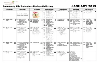 Activity Calendar of Frederick Living, Assisted Living, Nursing Home, Independent Living, CCRC, Frederick, PA 5