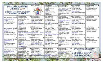Activity Calendar of Philadelphia Protestant Home, Assisted Living, Nursing Home, Independent Living, CCRC, Philadelphia, PA 2