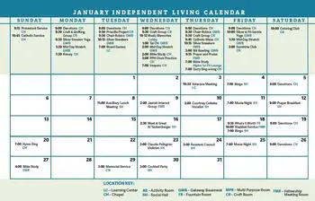 Activity Calendar of Philadelphia Protestant Home, Assisted Living, Nursing Home, Independent Living, CCRC, Philadelphia, PA 15