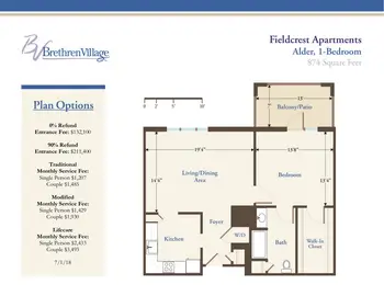 Floorplan of Brethren Village, Assisted Living, Nursing Home, Independent Living, CCRC, Lancaster, PA 16
