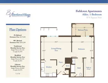 Floorplan of Brethren Village, Assisted Living, Nursing Home, Independent Living, CCRC, Lancaster, PA 15
