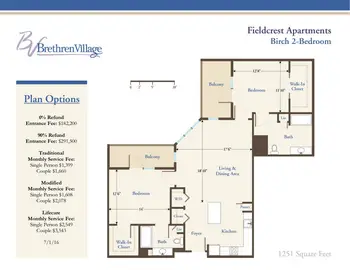 Floorplan of Brethren Village, Assisted Living, Nursing Home, Independent Living, CCRC, Lancaster, PA 17