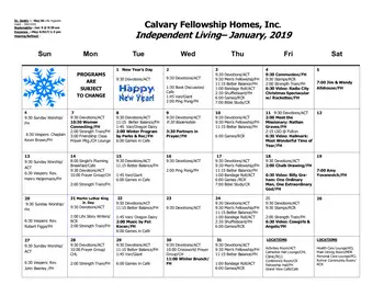 Activity Calendar of Calvary Homes, Assisted Living, Nursing Home, Independent Living, CCRC, Lancaster, PA 4