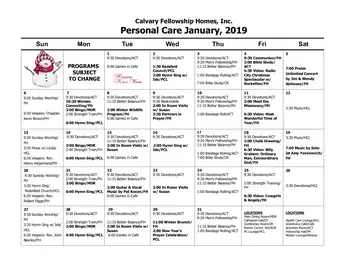 Activity Calendar of Calvary Homes, Assisted Living, Nursing Home, Independent Living, CCRC, Lancaster, PA 5