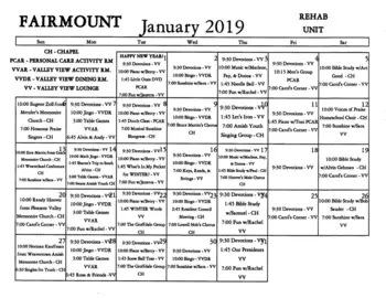 Activity Calendar of Fairmount Homes, Assisted Living, Nursing Home, Independent Living, CCRC, Ephrata, PA 6