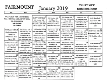 Activity Calendar of Fairmount Homes, Assisted Living, Nursing Home, Independent Living, CCRC, Ephrata, PA 10