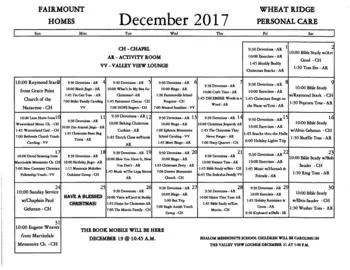 Activity Calendar of Fairmount Homes, Assisted Living, Nursing Home, Independent Living, CCRC, Ephrata, PA 11
