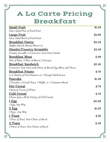 Dining menu of Foxdale Village, Assisted Living, Nursing Home, Independent Living, CCRC, State College, PA 1