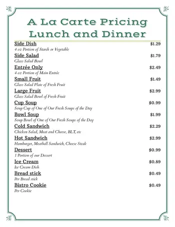 Dining menu of Foxdale Village, Assisted Living, Nursing Home, Independent Living, CCRC, State College, PA 3