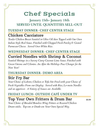 Dining menu of Foxdale Village, Assisted Living, Nursing Home, Independent Living, CCRC, State College, PA 10