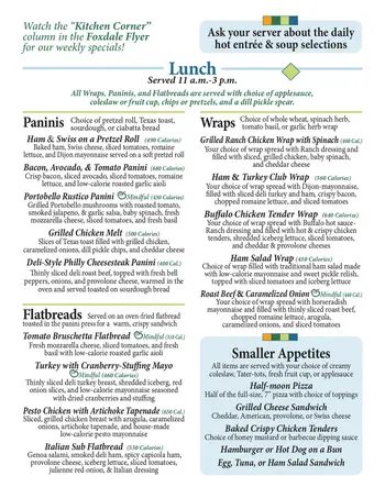 Dining menu of Foxdale Village, Assisted Living, Nursing Home, Independent Living, CCRC, State College, PA 6