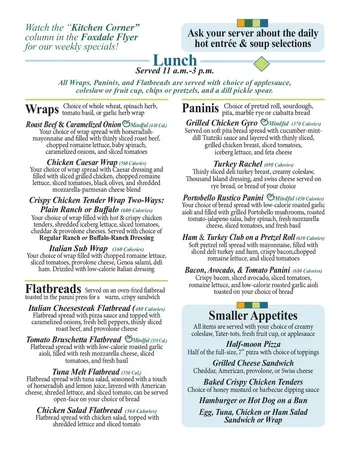 Dining menu of Foxdale Village, Assisted Living, Nursing Home, Independent Living, CCRC, State College, PA 8