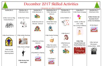 Activity Calendar of Homeland Center, Assisted Living, Nursing Home, Independent Living, CCRC, Harrisburg, PA 8